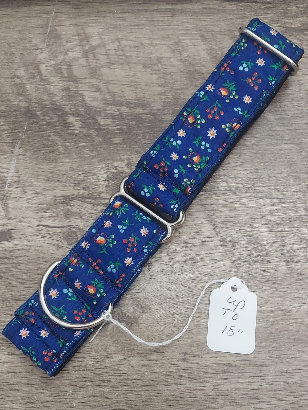 Custom Martingale Dog Collar Royal Blue Floral Berry 1.5" Sighthound New
